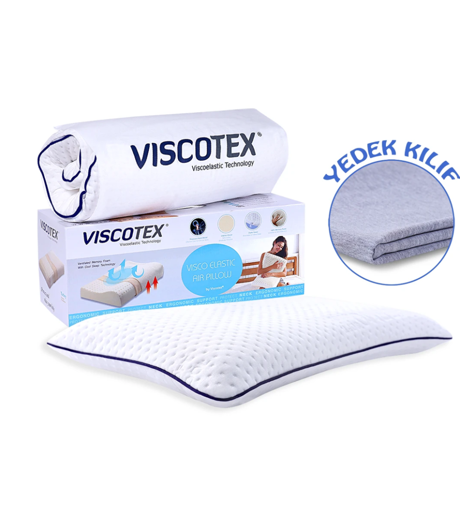 Viscotex Ortopedik Bebek Yastığı, 50x32x6 cm, Bebek Kafa Yastığı, Visco Hafızalı, Beyaz